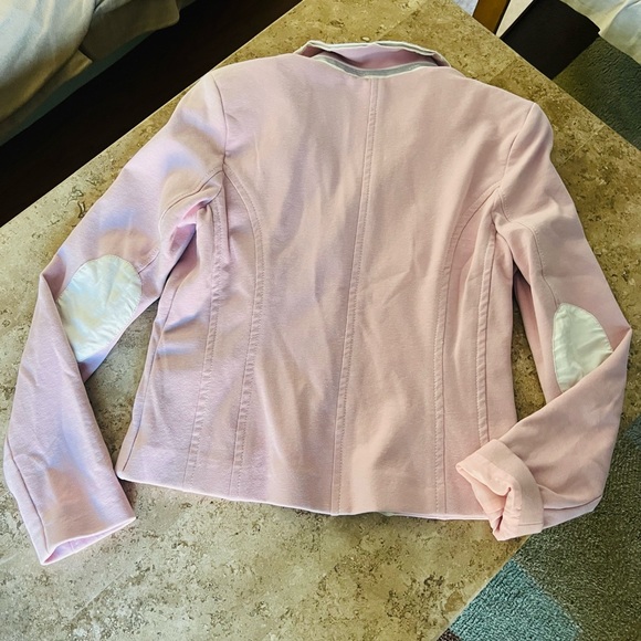 NWOT S.Oliver Blazer! Light Pink with white elbow pads -sparkle accents- Size 8 - Picture 3 of 9